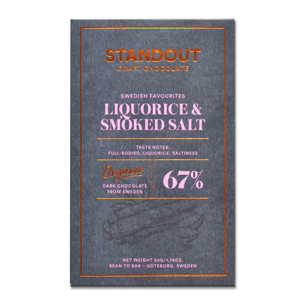 Juodasis šokoladas su saldymedžiu ir rūkyta druska STANDOUT